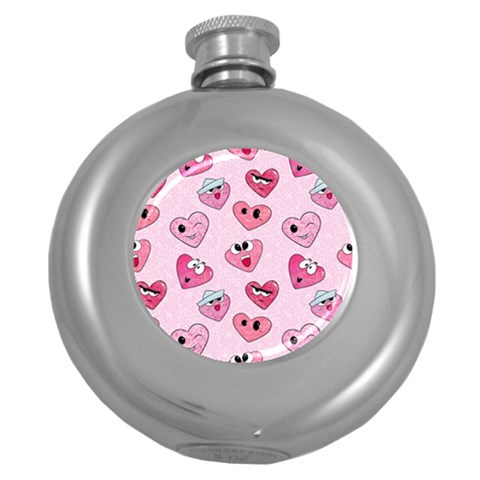 Emoji Heart Round Hip Flask (5 oz) from ArtsNow.com Front