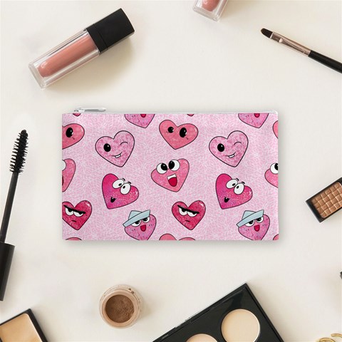Emoji Heart Cosmetic Bag (Small) from ArtsNow.com Front