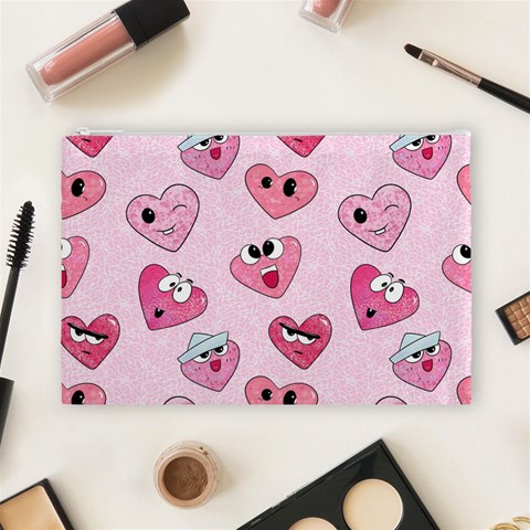Emoji Heart Cosmetic Bag (Large) from ArtsNow.com Front