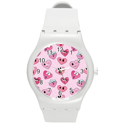 Emoji Heart Round Plastic Sport Watch (M) from ArtsNow.com Front