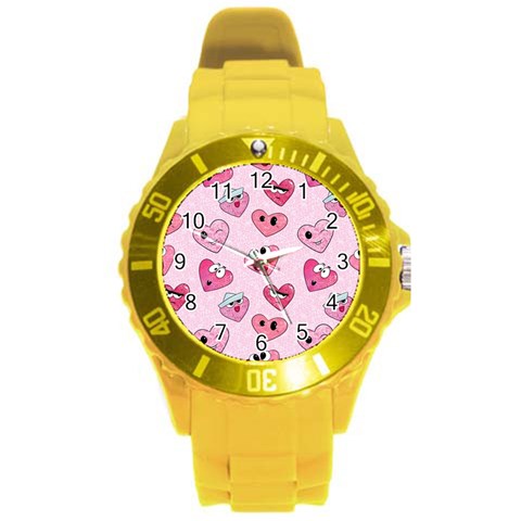 Emoji Heart Round Plastic Sport Watch (L) from ArtsNow.com Front