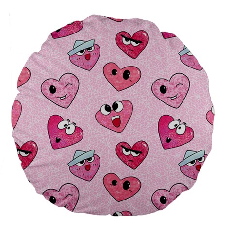 Emoji Heart Large 18  Premium Round Cushions from ArtsNow.com Front