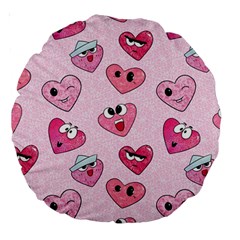 Emoji Heart Large 18  Premium Round Cushions from ArtsNow.com Front