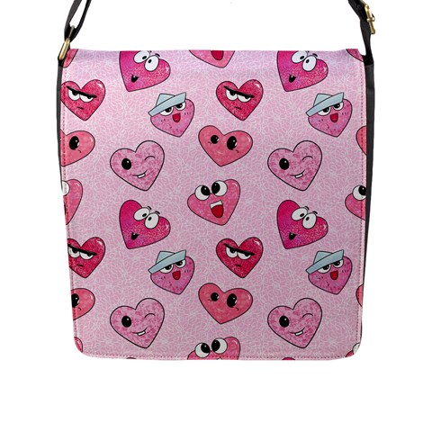Emoji Heart Flap Closure Messenger Bag (L) from ArtsNow.com Front