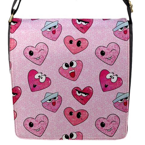 Emoji Heart Flap Closure Messenger Bag (S) from ArtsNow.com Front