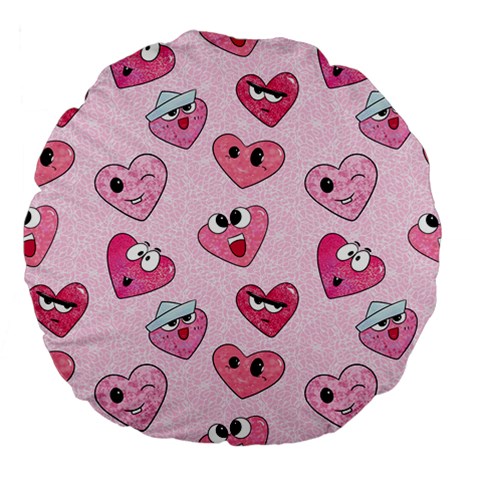 Emoji Heart Large 18  Premium Flano Round Cushions from ArtsNow.com Front