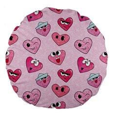 Emoji Heart Large 18  Premium Flano Round Cushions from ArtsNow.com Front