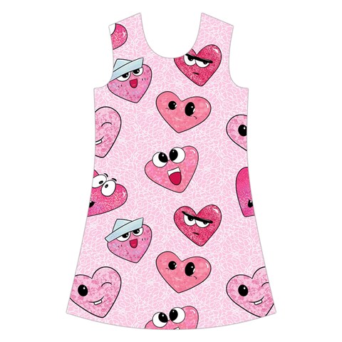 Emoji Heart Kids  Short Sleeve Velvet Dress from ArtsNow.com Front