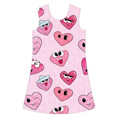 Emoji Heart Kids  Short Sleeve Velvet Dress from ArtsNow.com Front