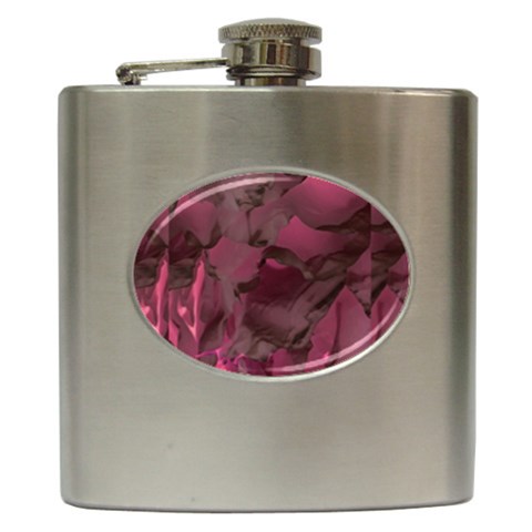 Peonies in Red Hip Flask (6 oz) from ArtsNow.com Front