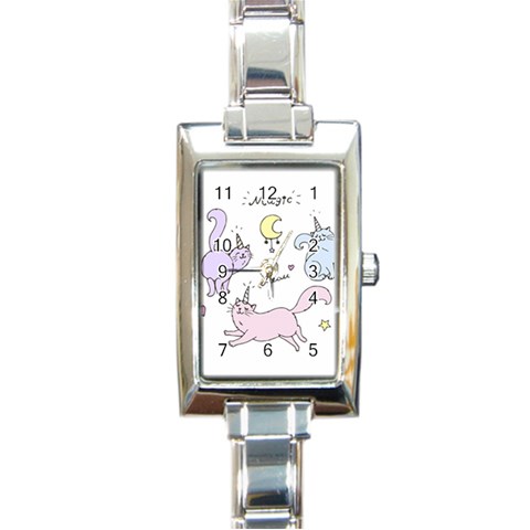 Cute unicorn cats Rectangle Italian Charm Watch from ArtsNow.com Front