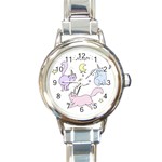  Cute unicorn cats Round Italian Charm Watch