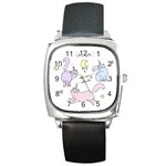  Cute unicorn cats Square Metal Watch