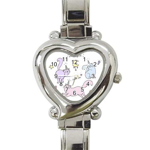 Cute unicorn cats Heart Italian Charm Watch from ArtsNow.com Front