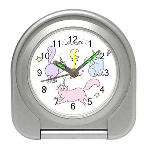 Cute unicorn cats Travel Alarm Clock from ArtsNow.com Front