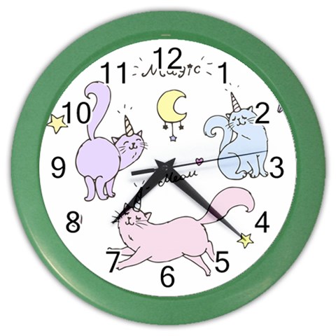 Cute unicorn cats Color Wall Clock from ArtsNow.com Front