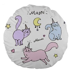 Cute unicorn cats Large 18  Premium Round Cushions from ArtsNow.com Front