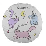  Cute unicorn cats Large 18  Premium Round Cushions
