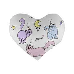 Cute unicorn cats Standard 16  Premium Heart Shape Cushions from ArtsNow.com Front