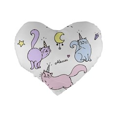 Cute unicorn cats Standard 16  Premium Heart Shape Cushions from ArtsNow.com Back