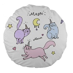 Cute unicorn cats Large 18  Premium Flano Round Cushions from ArtsNow.com Back