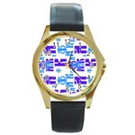 Abstract pattern geometric backgrounds   Round Gold Metal Watch