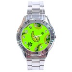 Floral pattern paisley style Paisley print  Doodle background Stainless Steel Analogue Watch