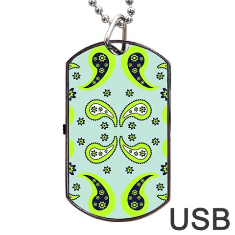 Floral pattern paisley style  Dog Tag USB Flash (Two Sides) from ArtsNow.com Front