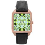 Floral pattern paisley style  Rose Gold Leather Watch 