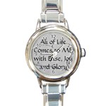 All of Life Come to Me with Ease Joy And Glory 2 Round Italian Charm Watch