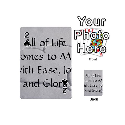 All of Life Come to Me with Ease Joy And Glory 2 Playing Cards 54 Designs (Mini) from ArtsNow.com Front - Spade2