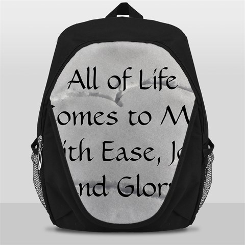 All of Life Come to Me with Ease Joy And Glory 2 Backpack Bag from ArtsNow.com Front