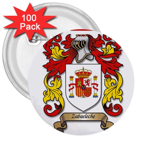 Zabaeleche Coat of Arm 3  Buttons (100 pack)  from ArtsNow.com Front