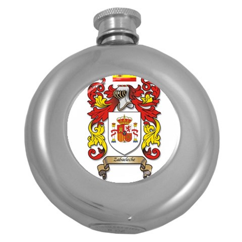 Zabaeleche Coat of Arm Round Hip Flask (5 oz) from ArtsNow.com Front