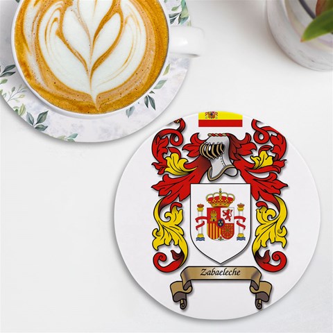 Zabaeleche Coat of Arm UV Print Round Tile Coaster from ArtsNow.com Front