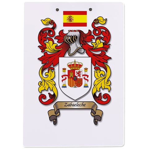 Zabaeleche Coat of Arm A4 Clipboard from ArtsNow.com Back