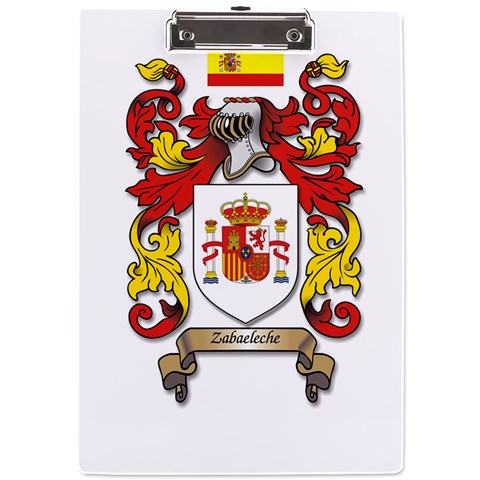 Zabaeleche Coat of Arm A4 Clipboard from ArtsNow.com Front