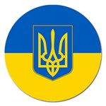 Flag of Ukraine with Coat of Arms Magnet 5  (Round)