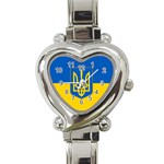 Flag of Ukraine with Coat of Arms Heart Italian Charm Watch