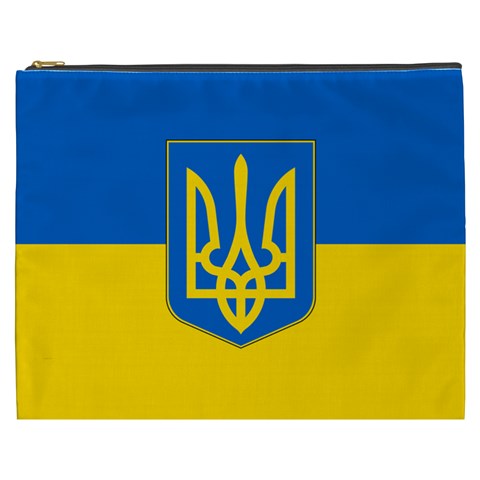 Flag of Ukraine with Coat of Arms Cosmetic Bag (XXXL) from ArtsNow.com Front