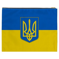 Flag of Ukraine with Coat of Arms Cosmetic Bag (XXXL) from ArtsNow.com Back