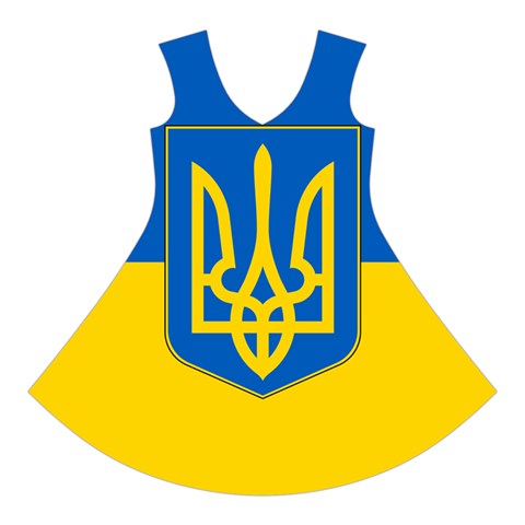 Flag of Ukraine with Coat of Arms Short Sleeve V Front