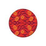 Folk flowers print Floral pattern Ethnic art Rubber Round Coaster (4 pack)