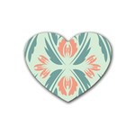 Folk flowers print Floral pattern Ethnic art Rubber Heart Coaster (4 pack)