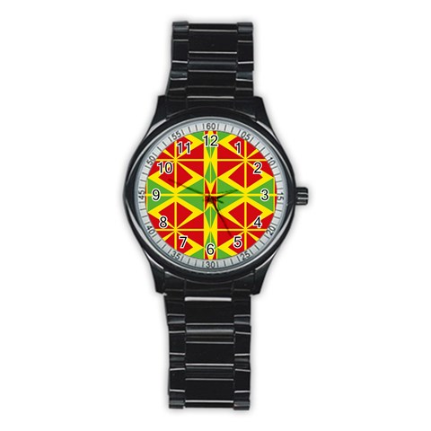 Abstract pattern geometric backgrounds   Stainless Steel Round Watch from ArtsNow.com Front