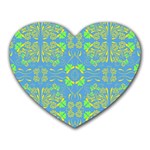 Floral folk damask pattern Fantasy flowers  Heart Mousepads