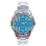 Floral folk damask pattern Fantasy flowers  Stainless Steel Analogue Watch