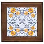 Floral folk damask pattern Fantasy flowers  Framed Tile