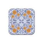 Floral folk damask pattern Fantasy flowers  Rubber Square Coaster (4 pack)