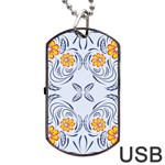 Floral folk damask pattern Fantasy flowers  Dog Tag USB Flash (Two Sides)